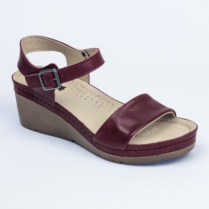 Sandale dama Leon 1070, piele naturala, bordo