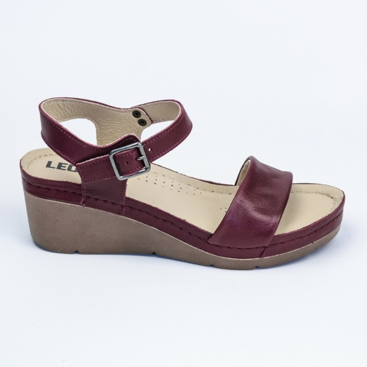 Sandale dama Leon 1070, piele naturala, bordo