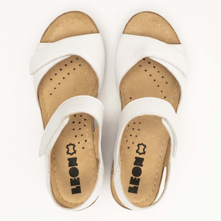Sandale dama Leon 1041, piele naturala, alb