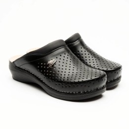 Saboti medicali unisex Leon PU100, piele naturala, negru