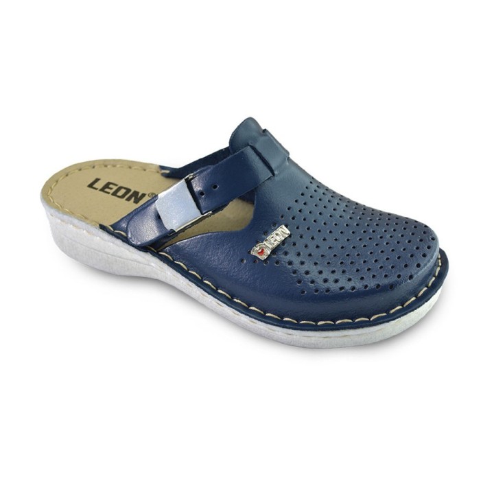Saboti medicali dama Leon V260, piele naturala, bleumarin