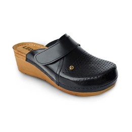 Saboti medicali dama Leon 1001, piele naturala, negru