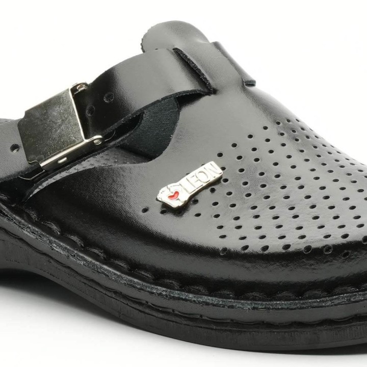 Saboti medicali dama Leon V260, piele naturala, negru
