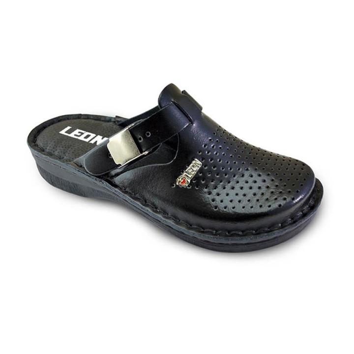 Saboti medicali dama Leon V260, piele naturala, negru