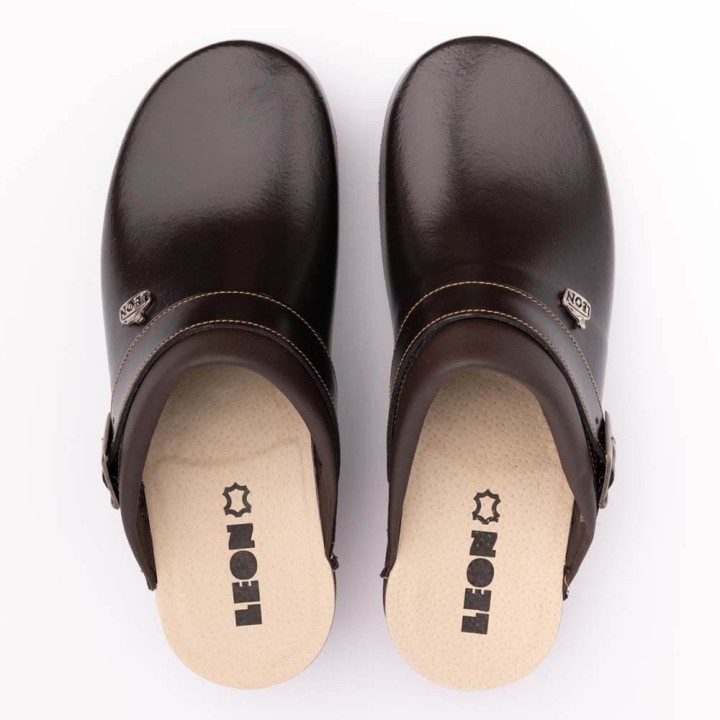 Saboti medicali unisex Leon PU101, piele neperforata, maro
