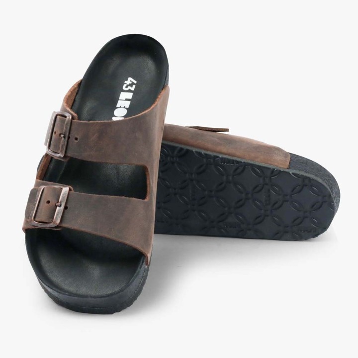 Saboti barbati Leon 4724, piele naturala, maro