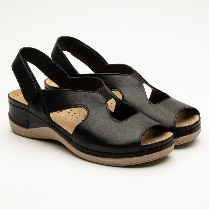 Sandale dama Leon 924, piele naturala, negru