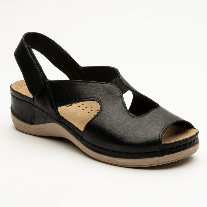 Sandale dama Leon 924, piele naturala, negru