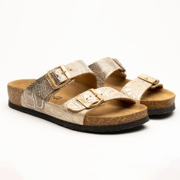 Saboti dama Leon 4011, de vara, piele naturala, auriu snake