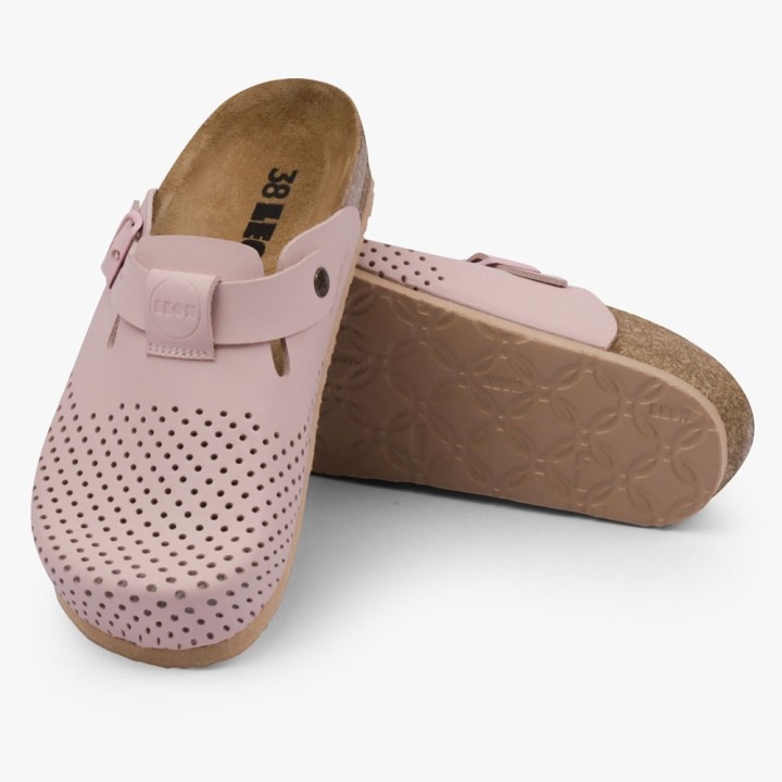 Saboti dama Leon 4250 Bakkar, piele naturala, roz mat