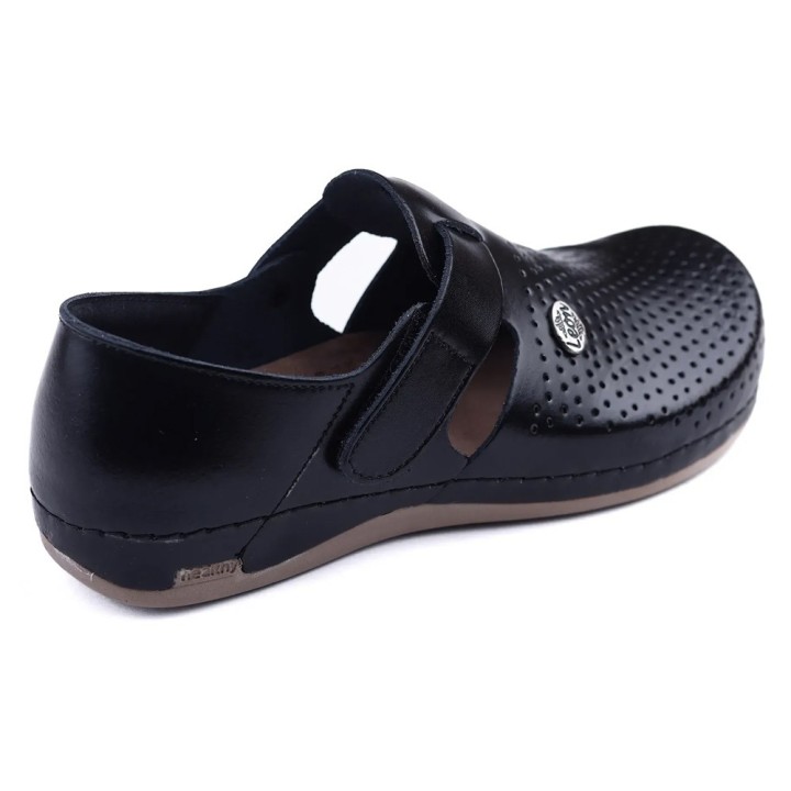 Saboti medicali dama Leon 959, piele naturala, negru